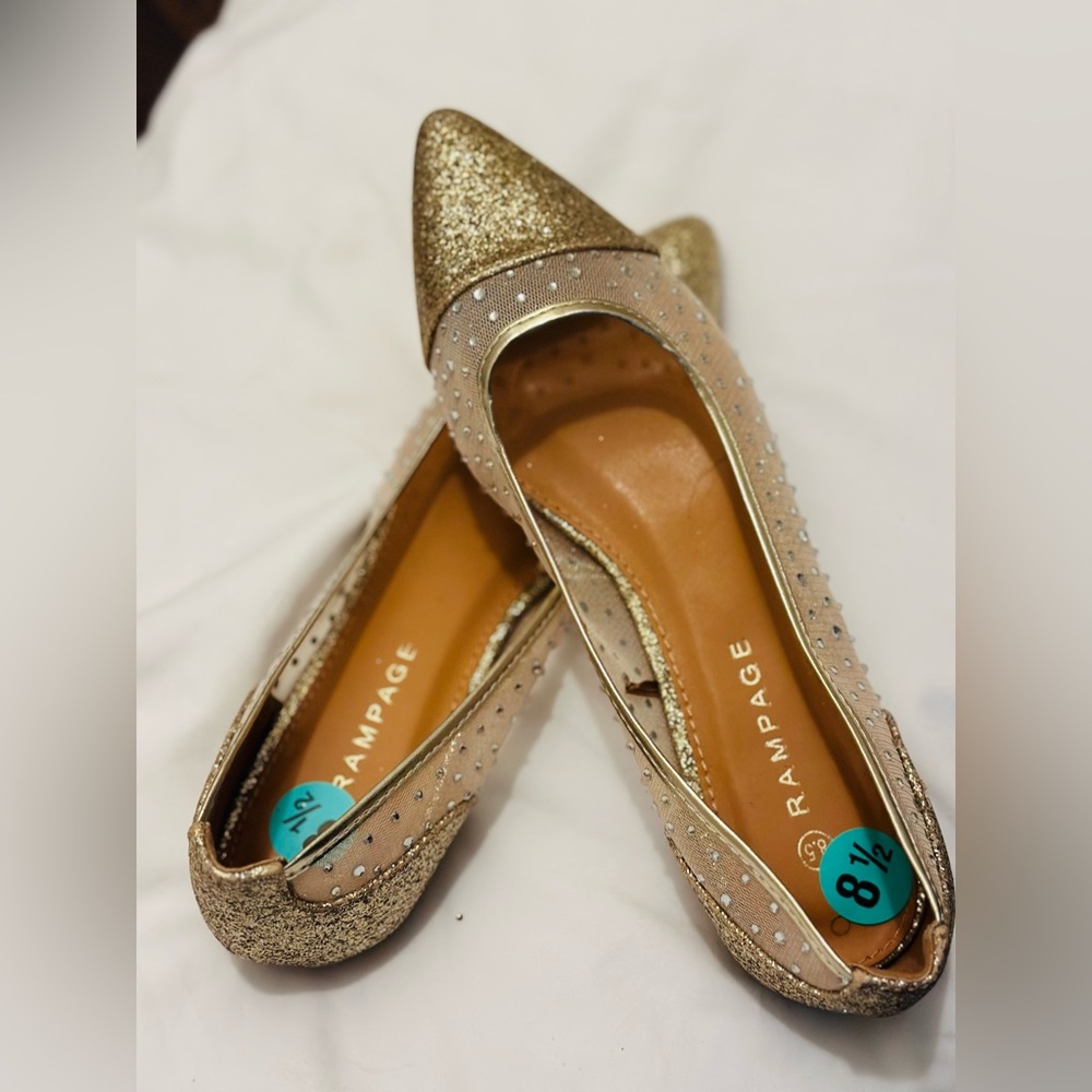 Rhinestone Decor Point Toe Ballet Flats